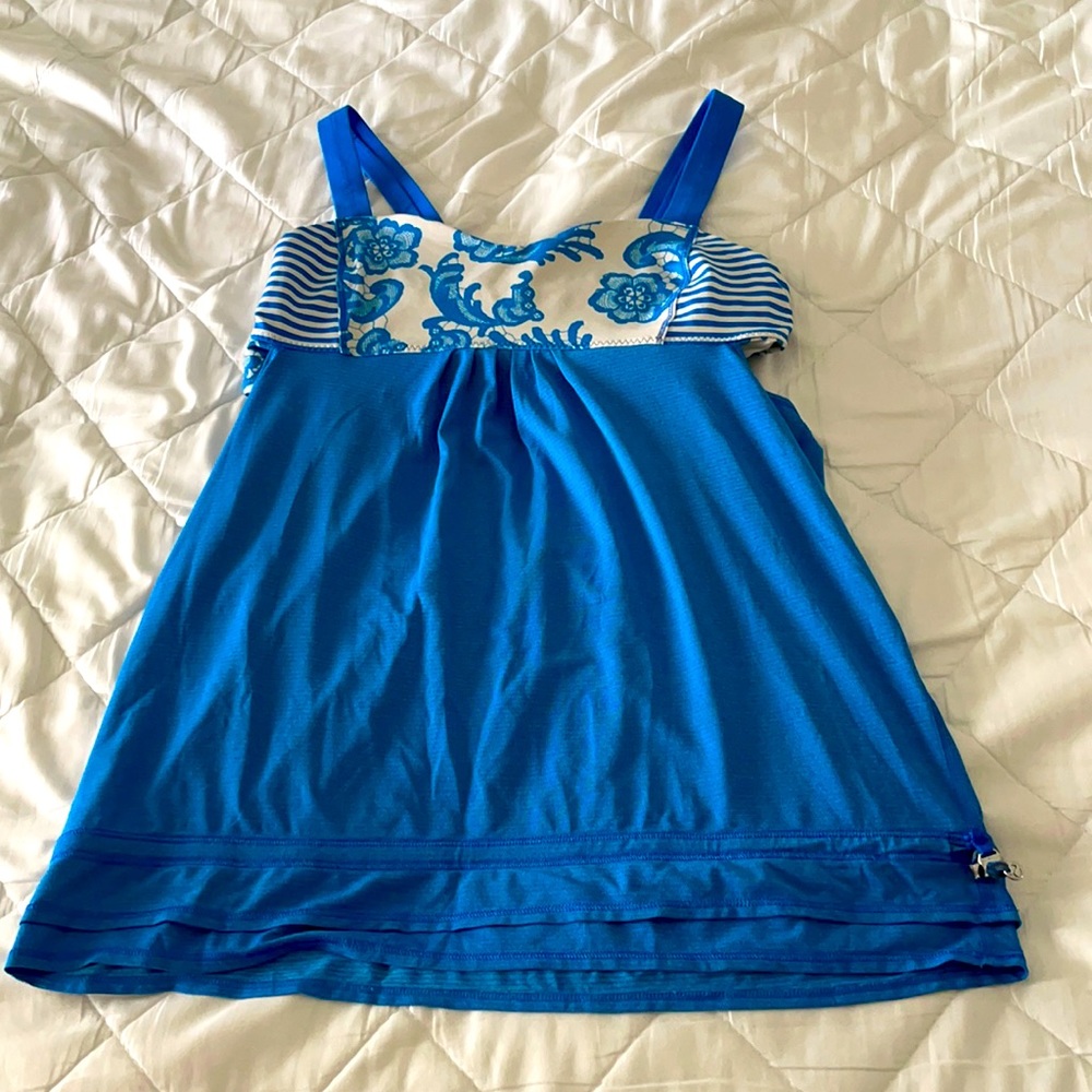 Lulu Back on Track tank with built in bra.